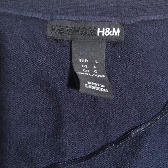 Long Navy Blue Button-Up Cardigan - Picture 4 of 5